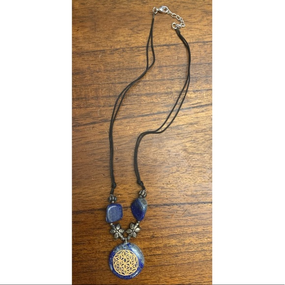 Lapis Lazuli Flower of Life Necklace - Picture 3 of 7